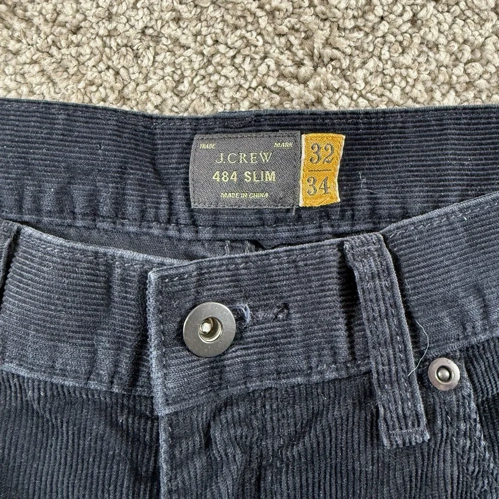 Vintage J Crew Pants Mens 32 Blue Slim‎ Dark Navy Chino Corduroy Preppy Casual
